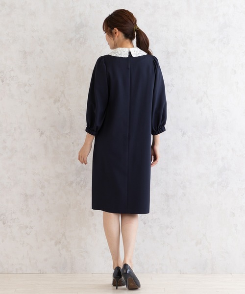 週末セール　ROSE TIARA ローズティアラ　フォーマルワンピ　46 ウール Rose Tiara（ローズティアラ） ワンピース コード刺繍襟ワンピース