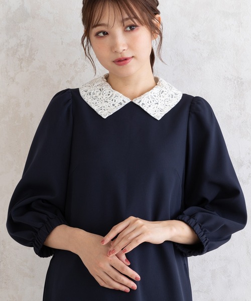 Rose Tiara（ローズティアラ） ワンピース コード刺繍襟ワンピース