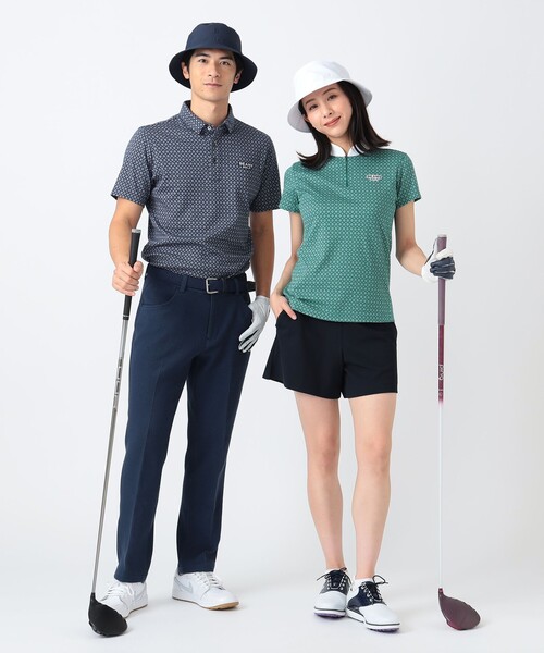 BEAMS GOLF ポロシャツ PURPLE LABEL / 小紋柄 ジャカードシャツ