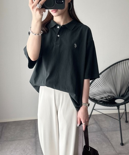 ◆U.S. POLO ◆ASSN. ブラックポロシャツ セール】U.S. POLO ASSN. × PUBLUX/ユーエスポロアッスン ＜接触冷感
