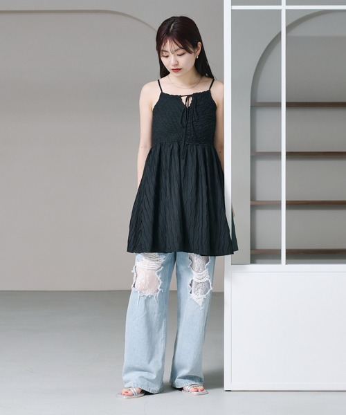 ネストローブ キャミソール チュニック ブラック Re:EDIT（リエディ） キャミソール 「2024-25 WINTER COLLECTION」微