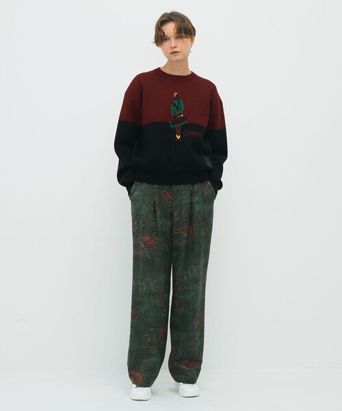 パンツ オーチャードジャカード 2タックパンツ レディースの画像