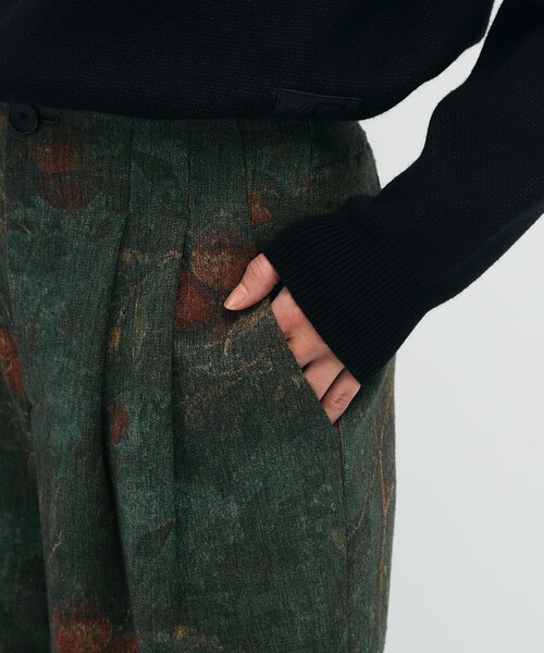 パンツ オーチャードジャカード 2タックパンツ レディースの画像