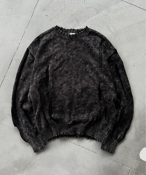 Perushu セーター ニット Vintage Like Damage Knit