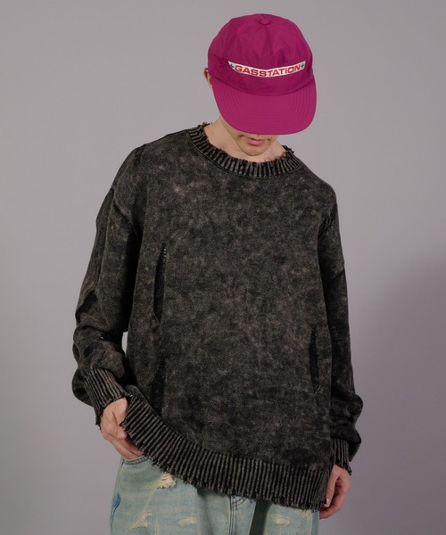 Perushu セーター ニット Vintage Like Damage Knit