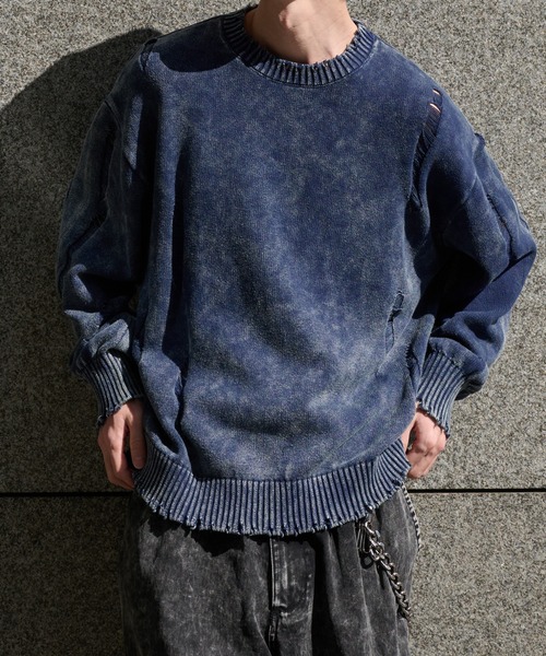 Perushu セーター ニット Vintage Like Damage Knit