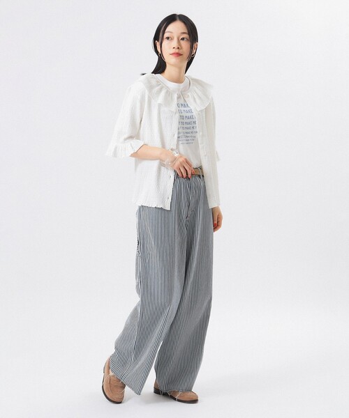 【BEAMS BOY】ジャガードフリルブラウス 今季 新品ビームスボーイ BEAMS BOYジャガード フリル ブラウス