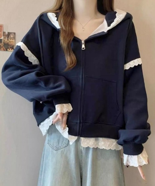 パーカー レーストリムフーディ レディース FURFUR パーカー レーストリムフーディ レディース : ZOZOTOWN