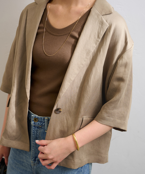 【新品】【2024SS】FRAMeWORK ハーフスリーブジャケット ベージュ FRAMeWORK｜ハーフスリーブジャケット | Rakuten Fashion(楽天