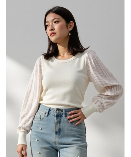 ニット セーター 「ZOZO限定」シフォンプリーツドッキングニット レディース ZOZO限定】シフォンプリーツドッキングニット（ニット/セーター