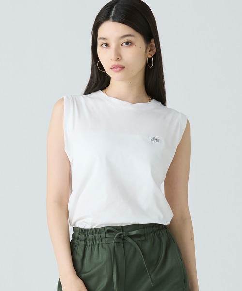 LACOSTE ラコステ ワニロゴ ノースリーブ ベスト レディース ビッグロゴ LACOSTE tシャツ ノースリーブTシャツ レディース : ZOZOTOWN