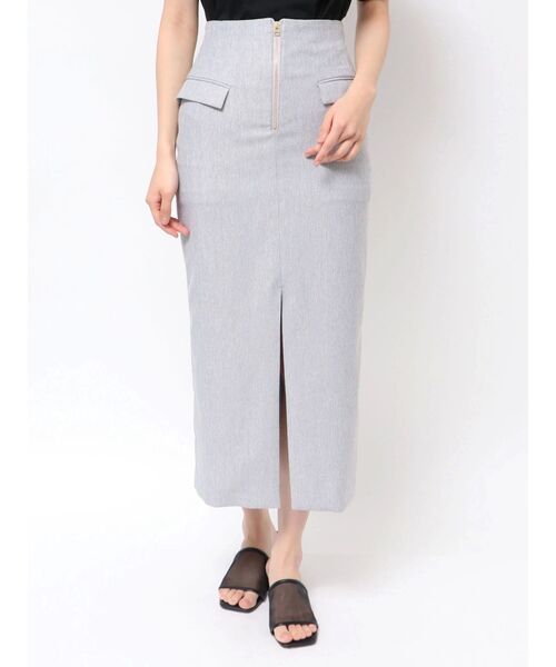 TONAL スカート カルゼフロントZIPロングタイトスカート