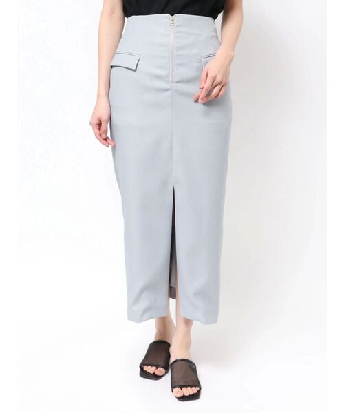 TONAL スカート カルゼフロントZIPロングタイトスカート