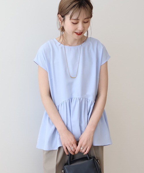 【ほぼ新品】AMERI アメリ ウェーブスリーブぺプラムブラウス AMERICAN HOLIC ブラウス シャツ ペプラムノースリーブブラウス
