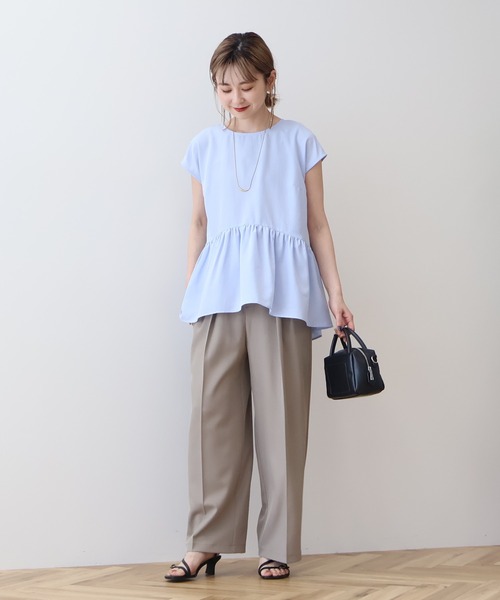 【ほぼ新品】AMERI アメリ ウェーブスリーブぺプラムブラウス AMERICAN HOLIC ブラウス シャツ ペプラムノースリーブブラウス