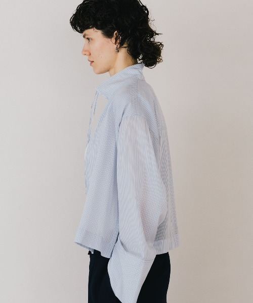 CREDONA（クレドナ） ブラウス シャツ SHEER STAND SHIRTS/シアー