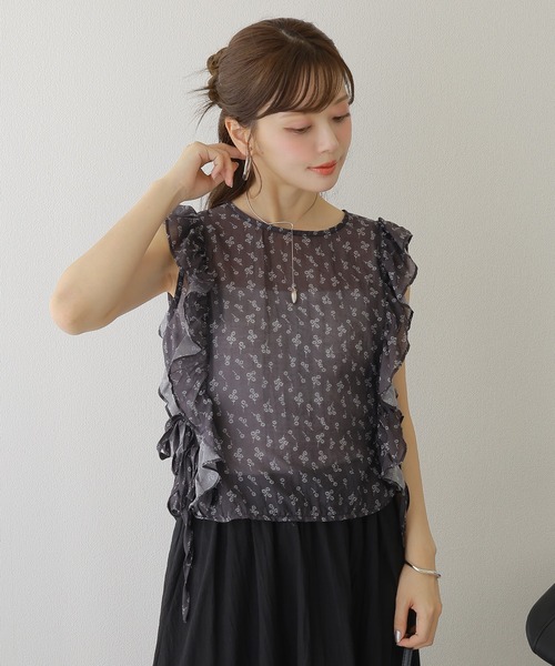 ブラウス シャツ frill ribbon blouse /花柄 フリル リボン