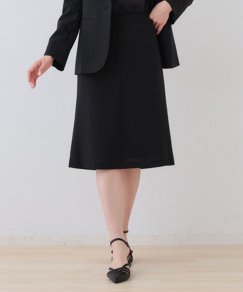 INDIVI（インディヴィ） スカート 「日本製」リネンライクセミフレアー