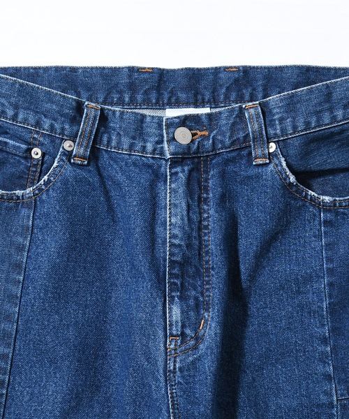 ワイドパンツ ジーンズ 「rebear by Johnbull」パッチワークワイドジーンズ メンズ レディースの画像
