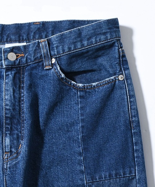 ワイドパンツ ジーンズ 「rebear by Johnbull」パッチワークワイドジーンズ メンズ レディースの画像