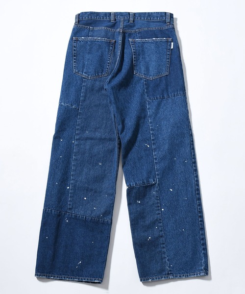 ワイドパンツ ジーンズ 「rebear by Johnbull」パッチワークワイドジーンズ メンズ レディースの画像