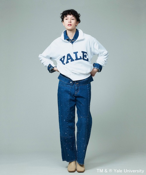 ワイドパンツ ジーンズ 「rebear by Johnbull」パッチワークワイドジーンズ メンズ レディースの画像