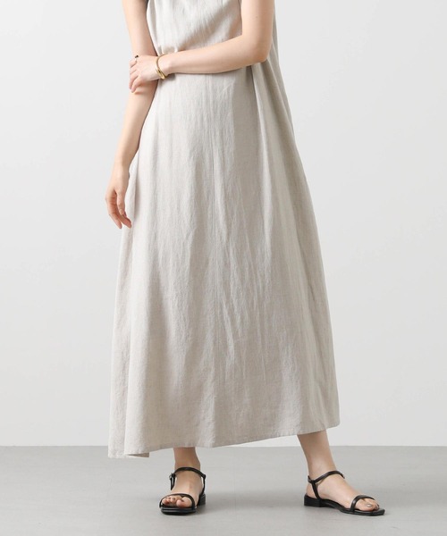 Gready Brilliant ロングワンピース ノースリーブ リネン Gready Brilliant ワンピース リネンアメスリバイカラー
