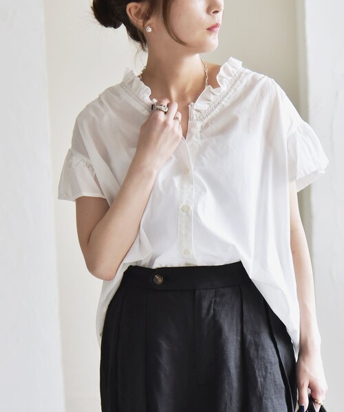 「quaranciel」 半袖ブラウス ONE SIZE ホワイト レディース