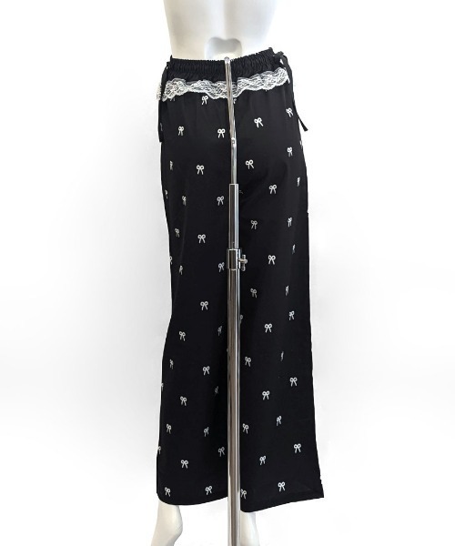 Rose 美品♡Heve ヘイブ　リボン　ドット　パンツ Riff（リフ） パンツ ウエストレースリボン総柄パンツ レディース