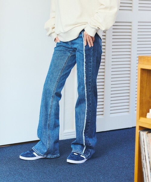 [FREAK'S STORE] обработка ботинки cut Denim брюки MEDIUM sax голубой женский 
