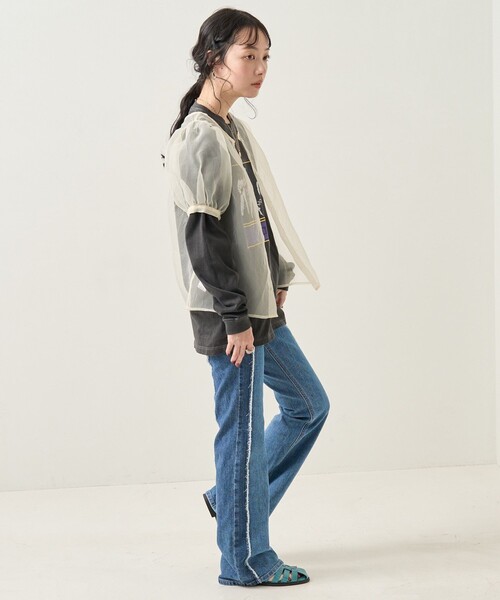 [FREAK'S STORE] обработка ботинки cut Denim брюки MEDIUM sax голубой женский 