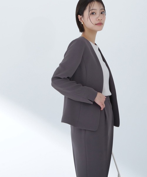 NATURAL BEAUTY BASIC ノーカラージャケット パンツスーツ M NATURAL BEAUTY BASIC 「NATURAL BASIC」 ノーカラージャケット
