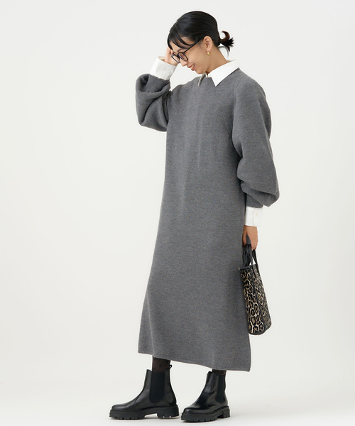 IENA（イエナ） ニットワンピース FREE チャコールグレー レディース