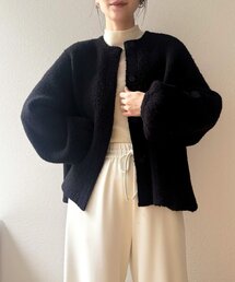 今期新品 ビアズリー パフ袖ウールニットカーデ ベージュ ショッパー付き BEARDSLEY カーディガン パフ袖ニットコート レディース : ZOZOTOWN