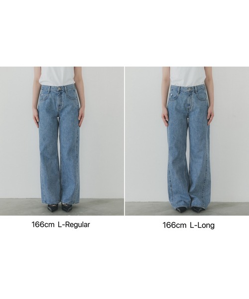 「PUBLIC TOKYO」 加工ブーツカットデニムパンツ L ブルー レディース