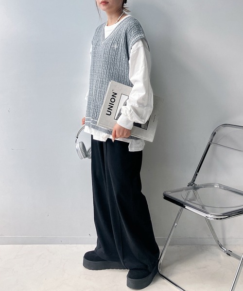 AS KNOW AS（アズノゥアズ） ベスト ジレワンポイントブランドロゴ刺繍