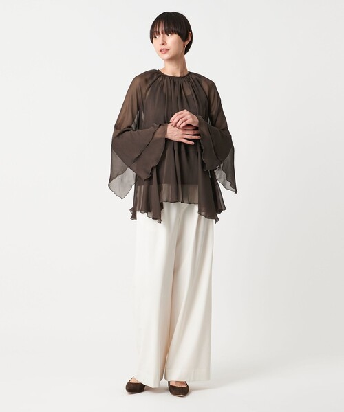 UNITED ARROWS ブラウス シャツ シアー イレギュラー フリル