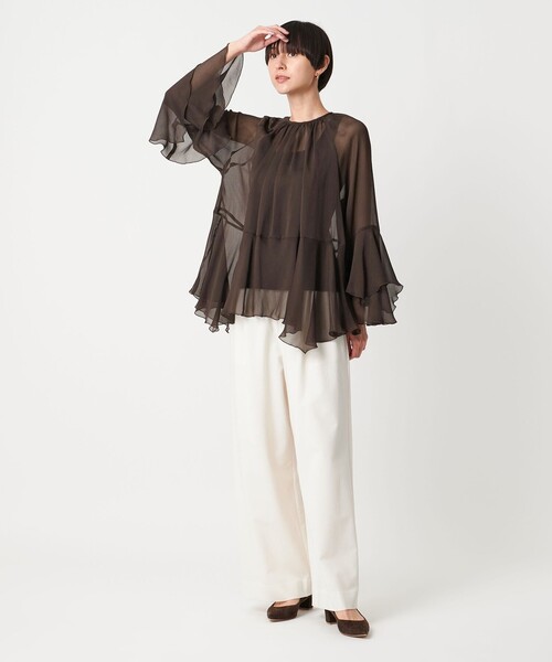 UNITED ARROWS ブラウス シャツ シアー イレギュラー フリル