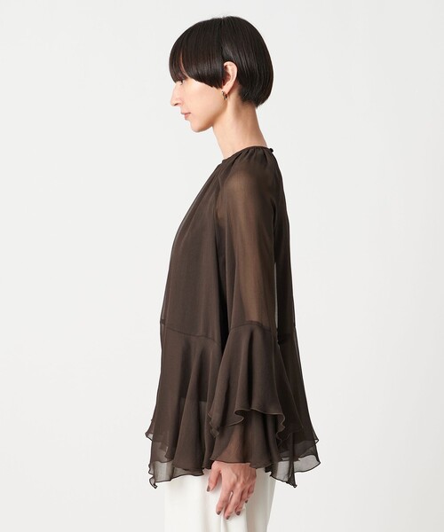 UNITED ARROWS ブラウス シャツ シアー イレギュラー フリル