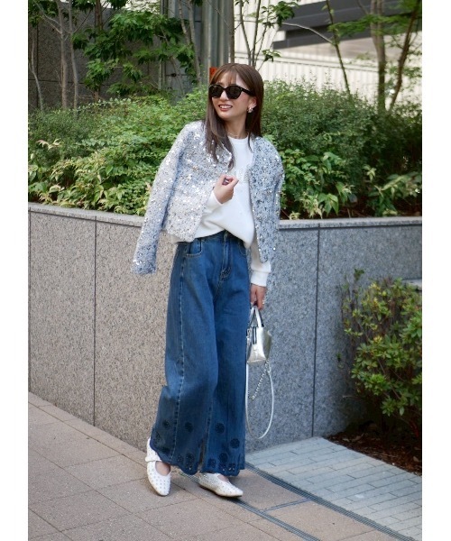 パラライ SWANK デニムパンツ BeBeoD（ベベッド） ジーンズ デニム デニムパンツ フラワーデザイン
