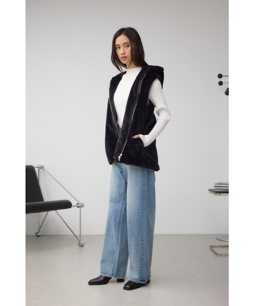 Bluelea ブルレア ジレ ベスト ファー ブラック Bluelea ブルレア ジレ ベスト ファー ブラック Bluelea ブルレア ジレ