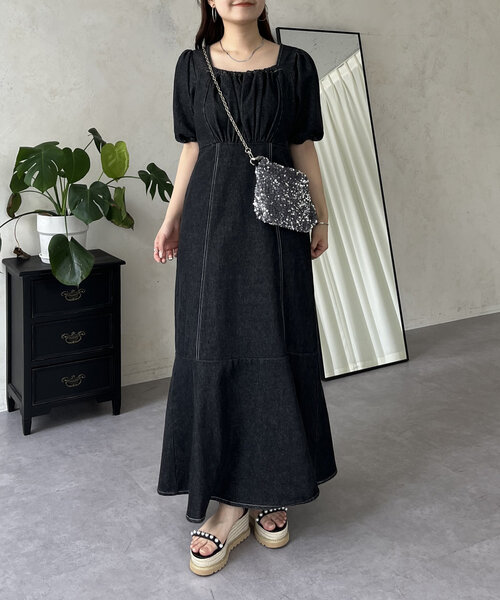 prose verse（プロズヴェール） 半袖ワンピース MEDIUM ブラック