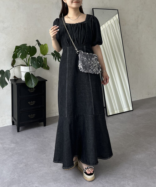 prose verse（プロズヴェール） 半袖ワンピース MEDIUM ブラック