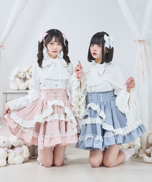 DearMyLove スカート カシュクールフリルたっぷりリボンミニスカート