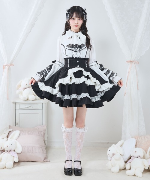 DearMyLove スカート カシュクールフリルたっぷりリボンミニスカート
