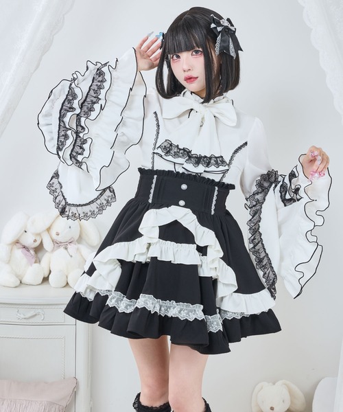 DearMyLove スカート カシュクールフリルたっぷりリボンミニスカート