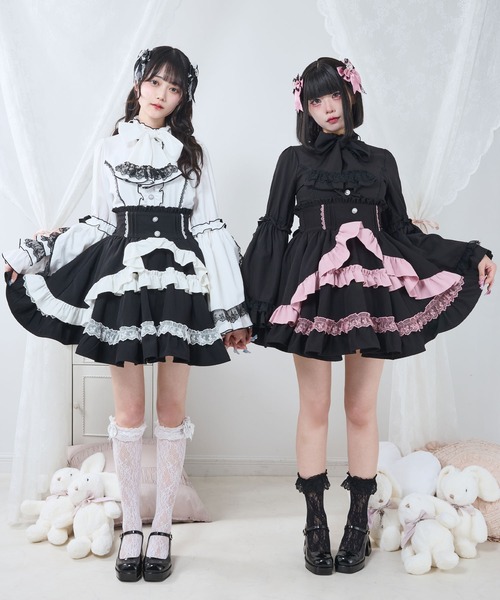 DearMyLove スカート カシュクールフリルたっぷりリボンミニスカート