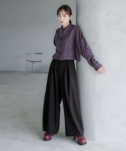HARE ブラウス シャツ VINTAGEジャガードチャイナショートシャツ