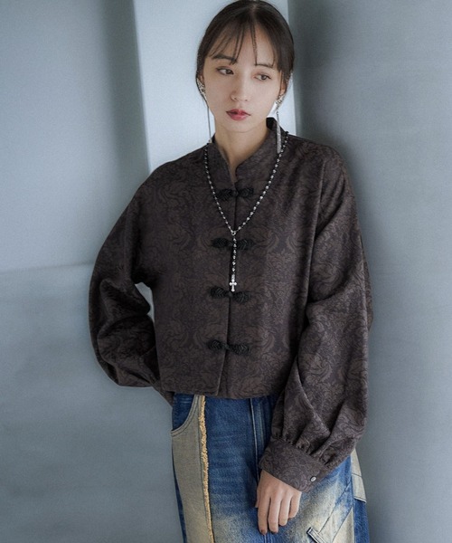 HARE ブラウス シャツ VINTAGEジャガードチャイナショートシャツ