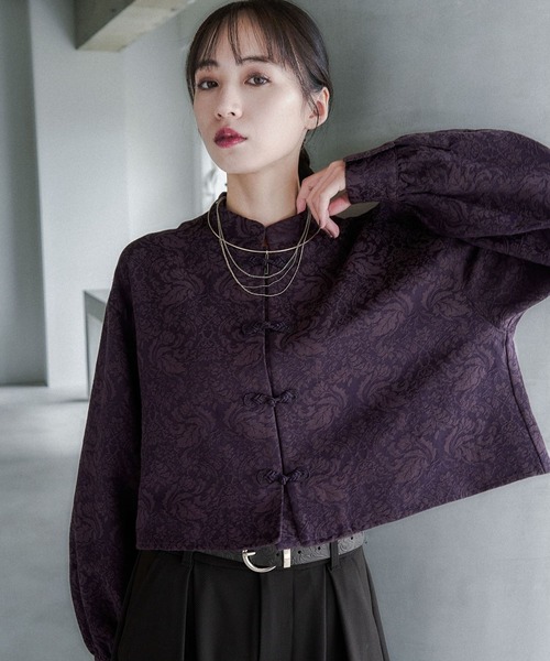 HARE ブラウス シャツ VINTAGEジャガードチャイナショートシャツ